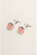 SILVER WITH PEACH SILK CUFFLINK