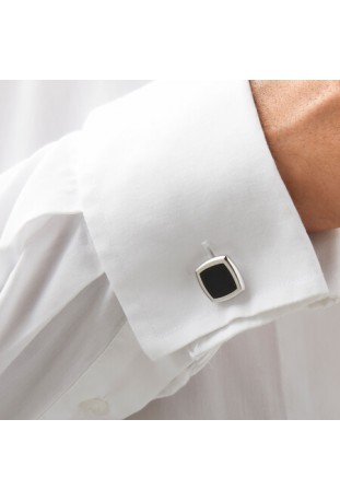 Onyx Square Cufflinks in Sterling Silver