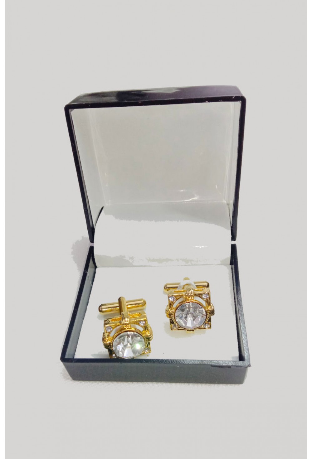 Square Rhinestone-Embellished Cuff-links