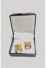 Square Rhinestone-Embellished Cuff-links