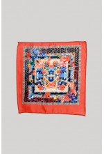 Printed Red With Multi Color Pocket Square