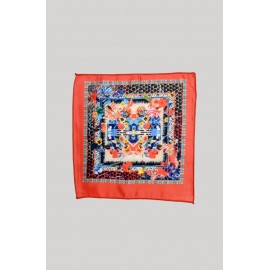 Printed Red With Multi Color Pocket Square