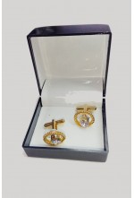 Round Shape Rhinestone-Embellished Cuff-links