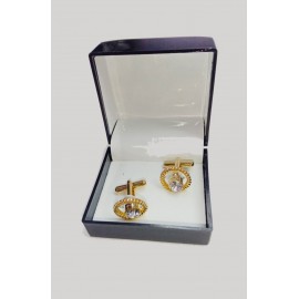 Round Shape Rhinestone-Embellished Cuff-links