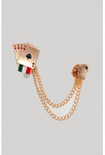 Rummy Card Design Brooch for Men