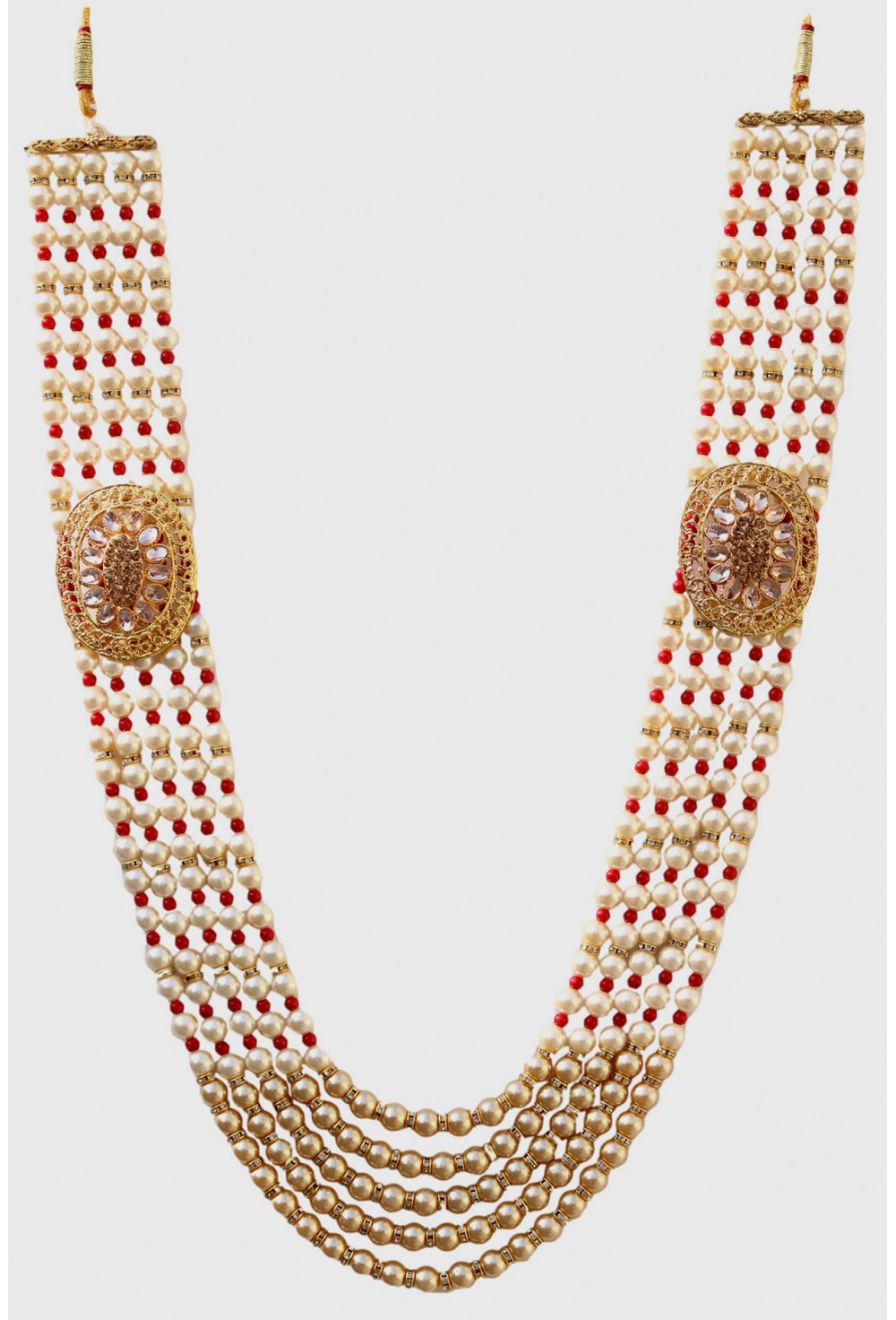 Off White & Brass Color Mala For Men 