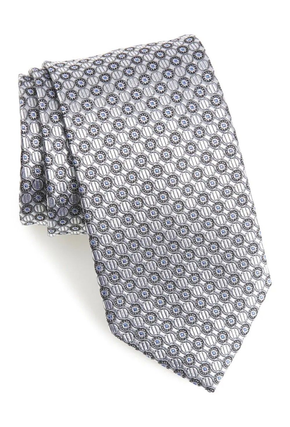 Silver Neat Silk Tie