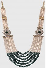 Glossy White & Green Color Mala For Men