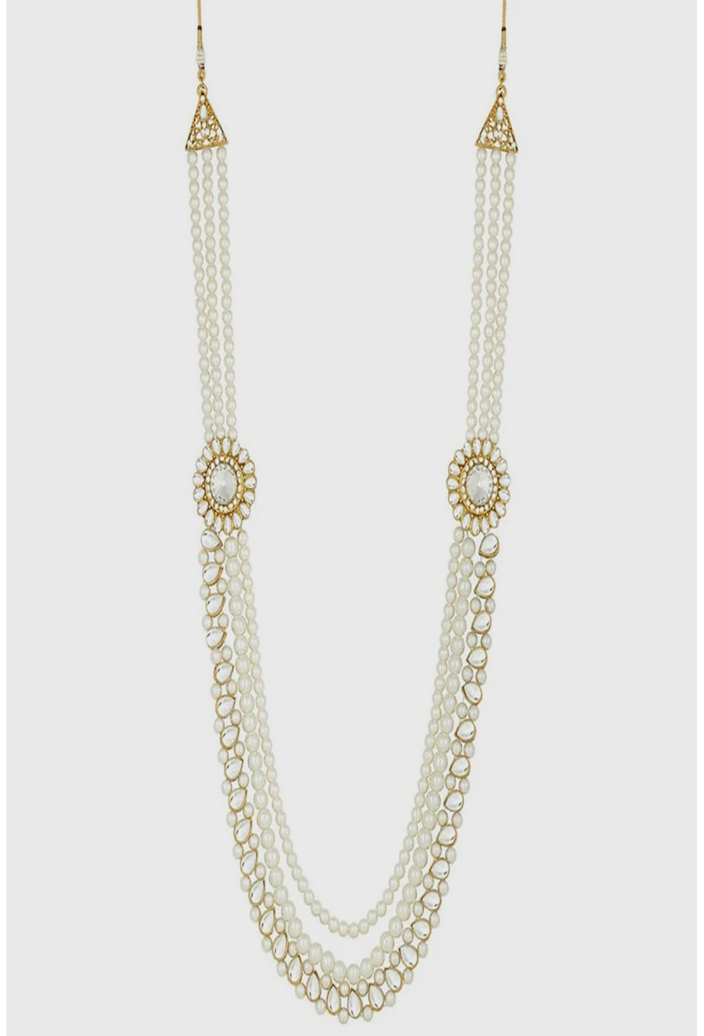 White Gold Color Moti Mala For Men