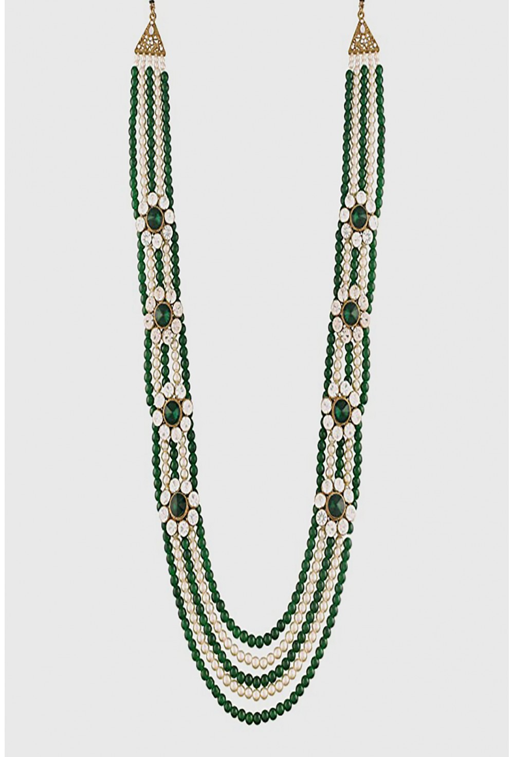 Green & White Moti Mala for men