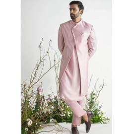 Peach  Stripe Achkan