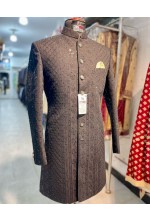 Black Embroidered Achkan
