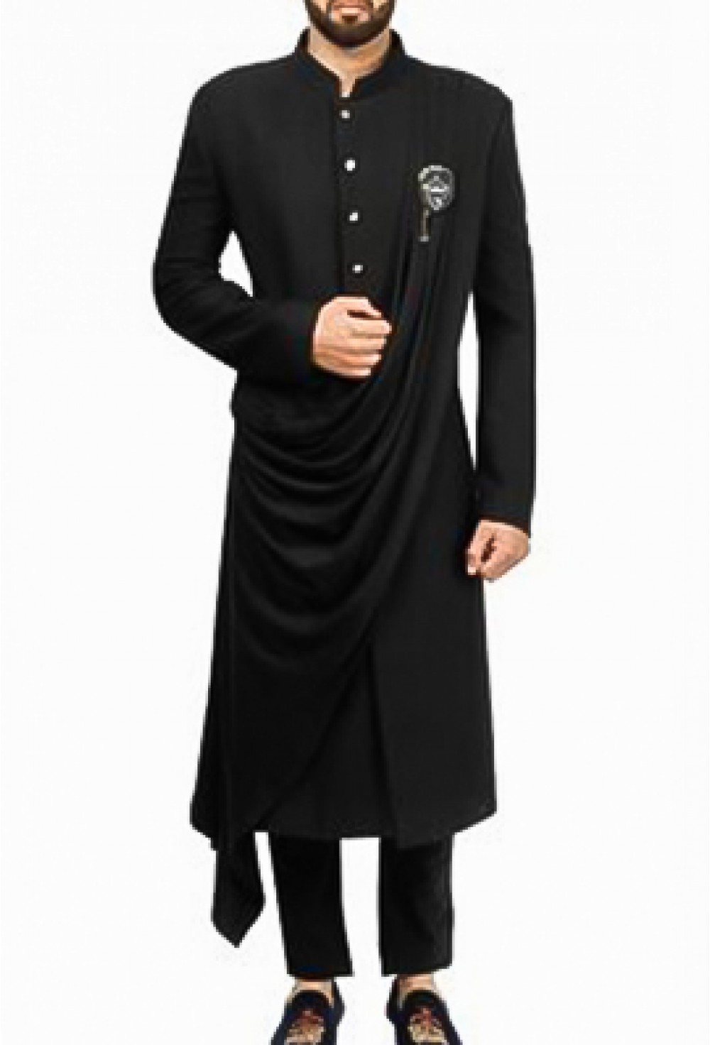 Black Drape Achkan