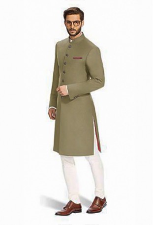  Blue Solid Achkan