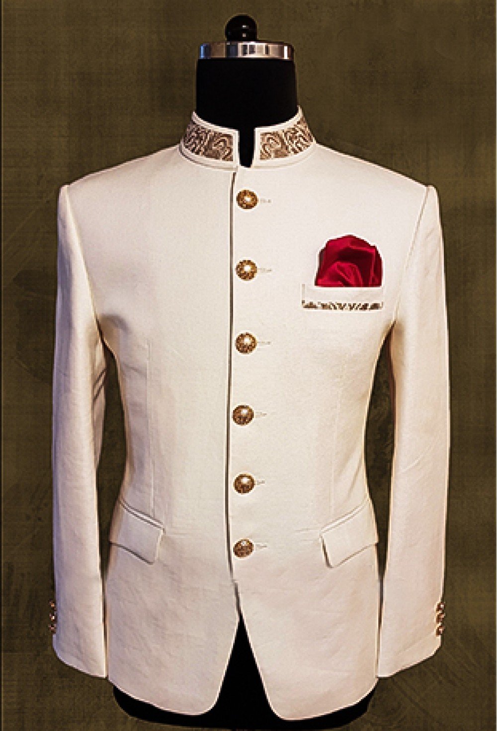 Off White Bandhgala Suit