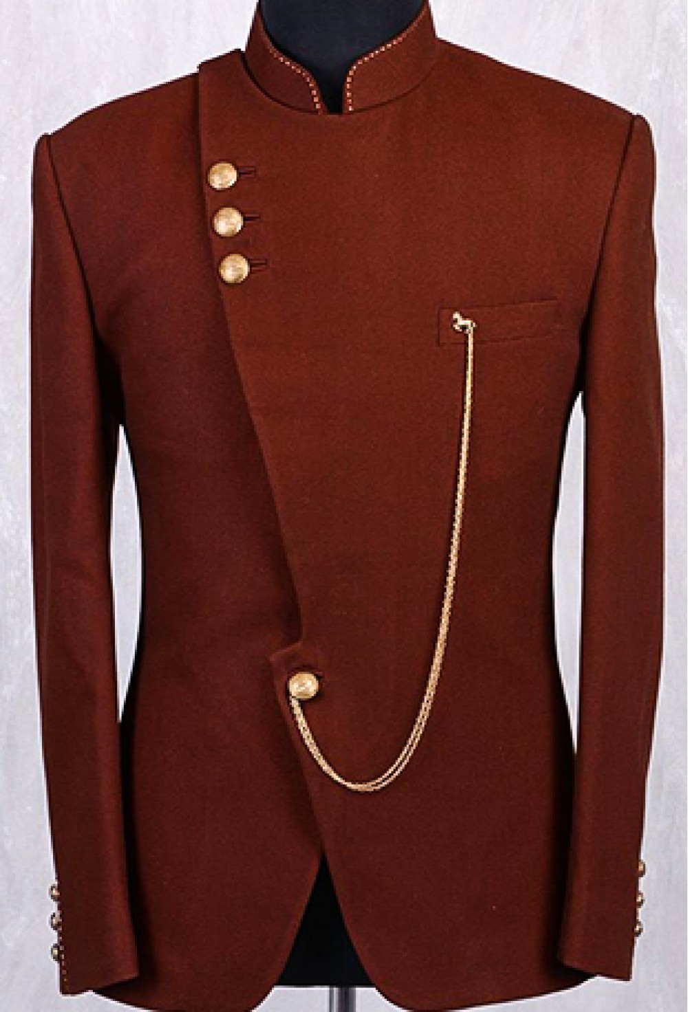 Brown Bandhgala Suit