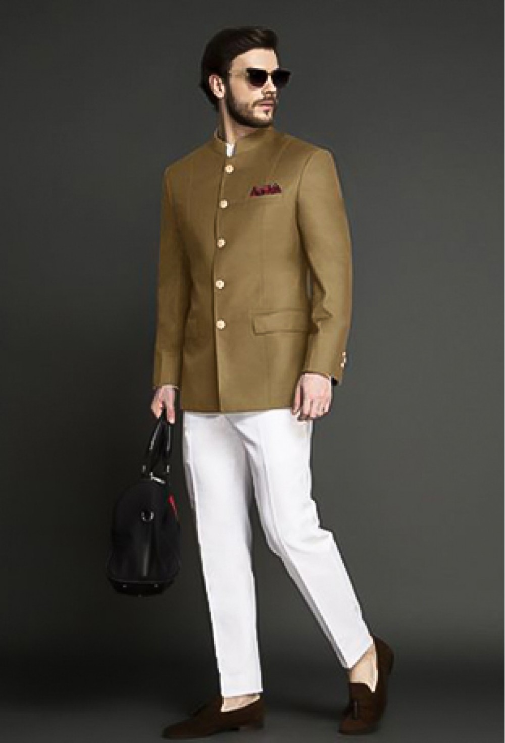 Beige Bandhgala Suit