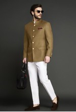 Beige Bandhgala Suit