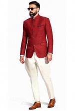 Red Bandhgala Suit