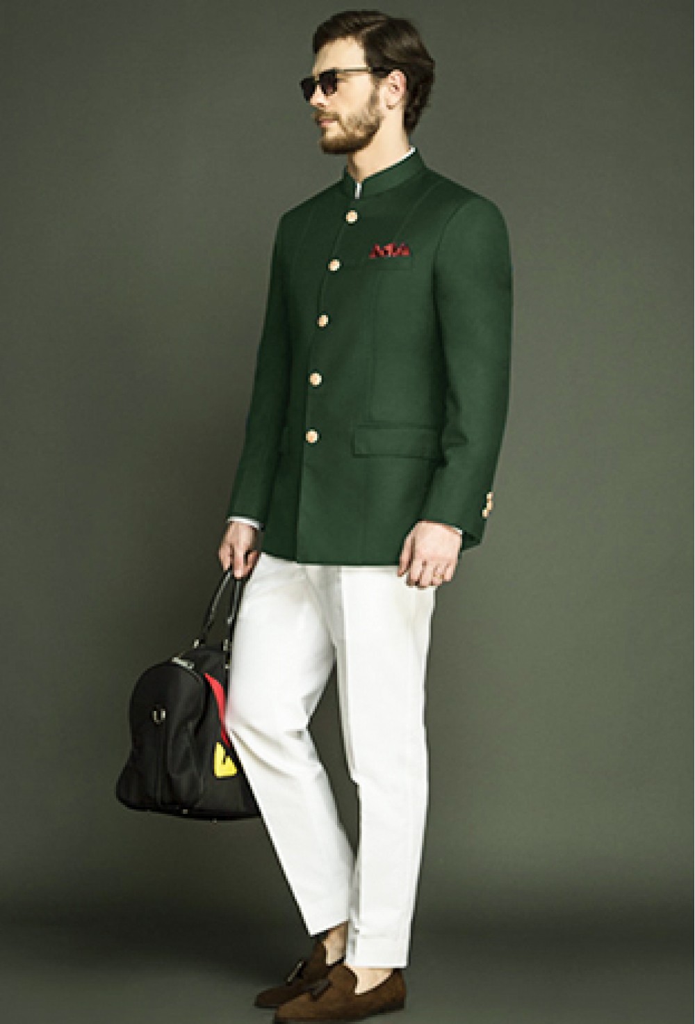 Bottle Green Bandhgala Suit