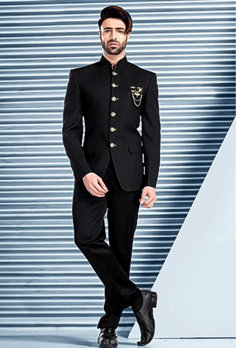 Black Designer Bandhgala