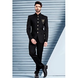 Black Designer Bandhgala