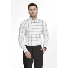 Window check white shirt