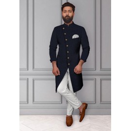 Blue Self Textured Indo