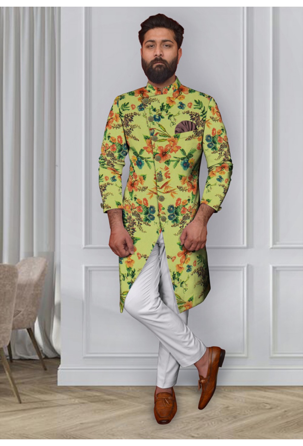 Green Floral Print Indo
