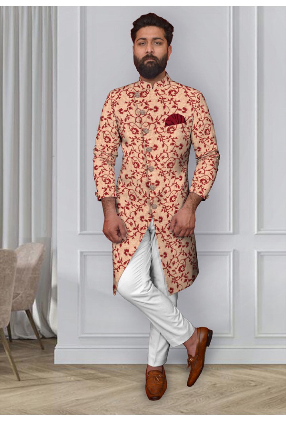 Red Floral Jacquard