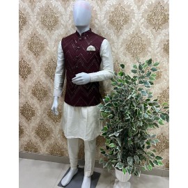 Wine Maroon Kurta Jacket