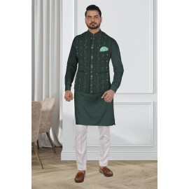 Bottle Green Kurta Jacket