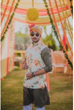 Satin Print Nehru Jacket