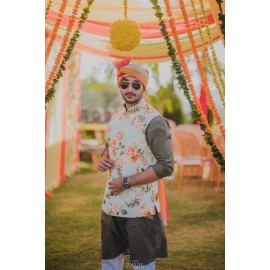 Satin Print Nehru Jacket