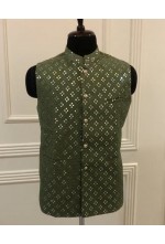 Mehndi Mirror Embroidered Nehru Jacket