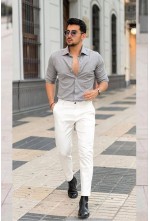 Grey White Casual Shirt Pant