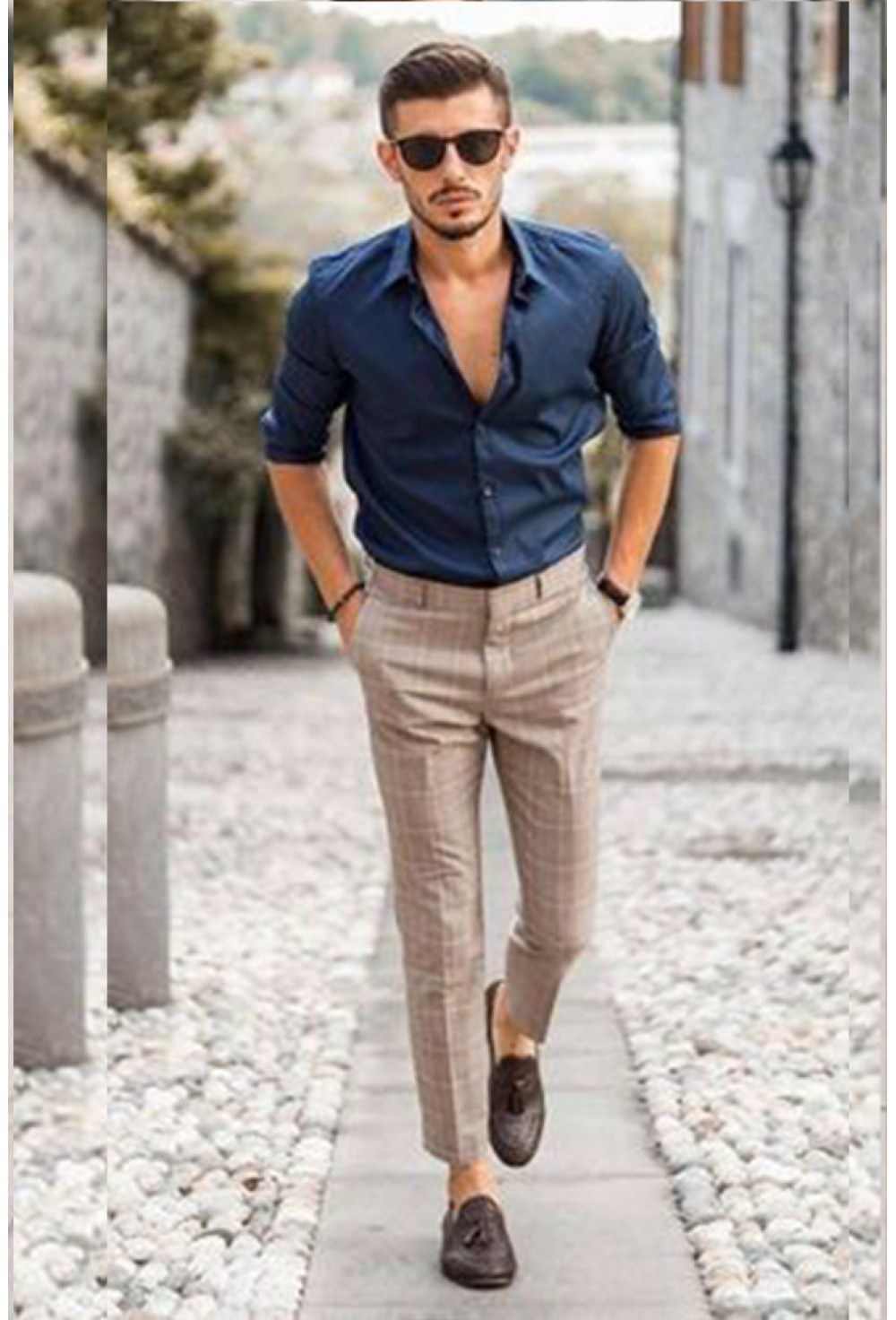 Blue Beige Casual Shirt Pant