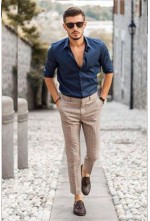 Blue Beige Casual Shirt Pant