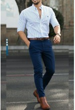 White Blue Shirt Pant
