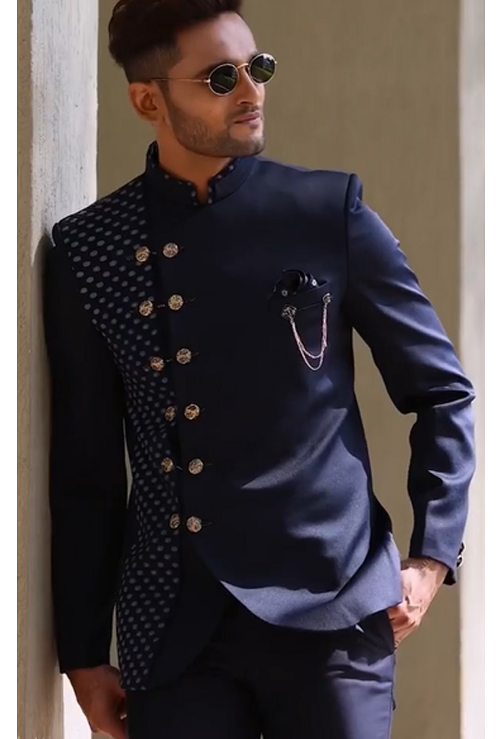 Blue Designer Bandhgala Suit