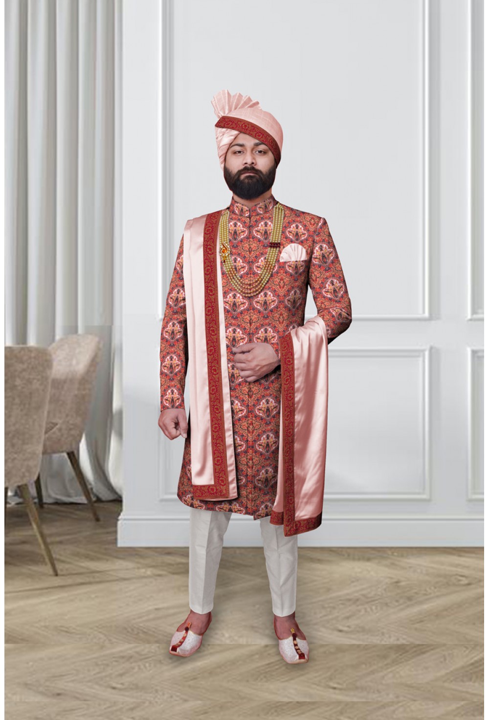 Gajari Printed Sherwani