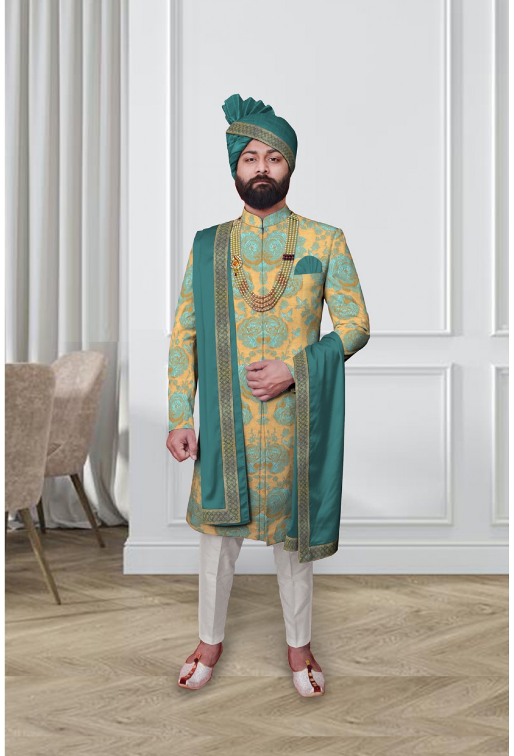 Rose Jacquard Sherwani