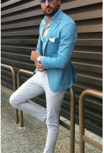 Sky Blue Casual Blazer