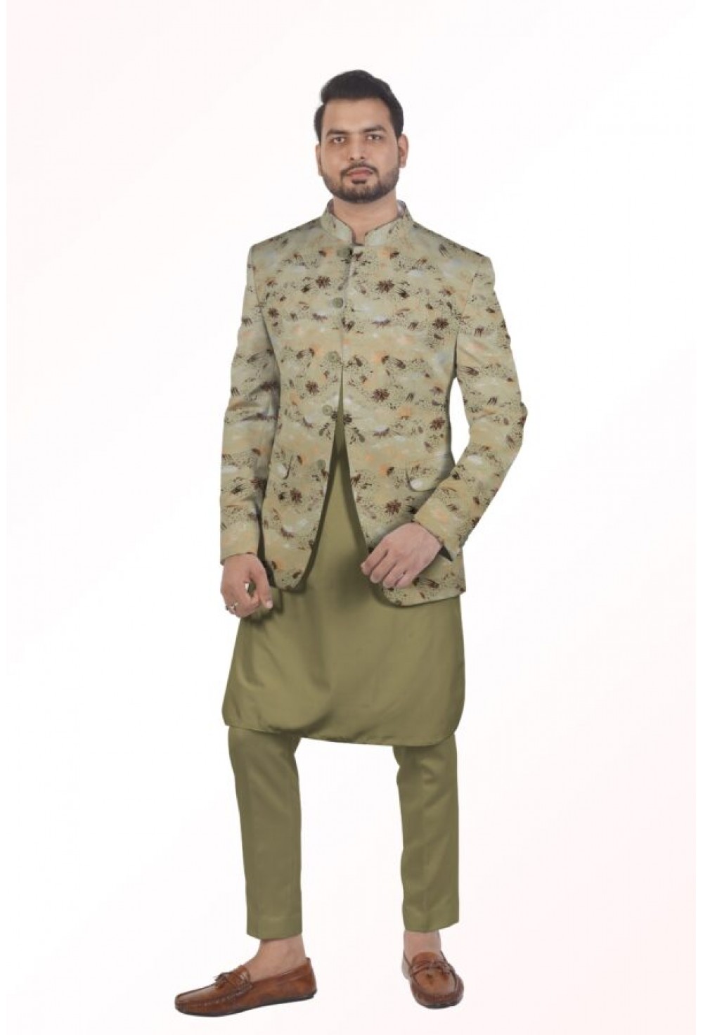 Bandgala with designer fabric