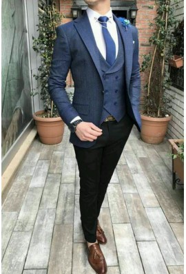 Blue Double Breasted 3-Piece Suit