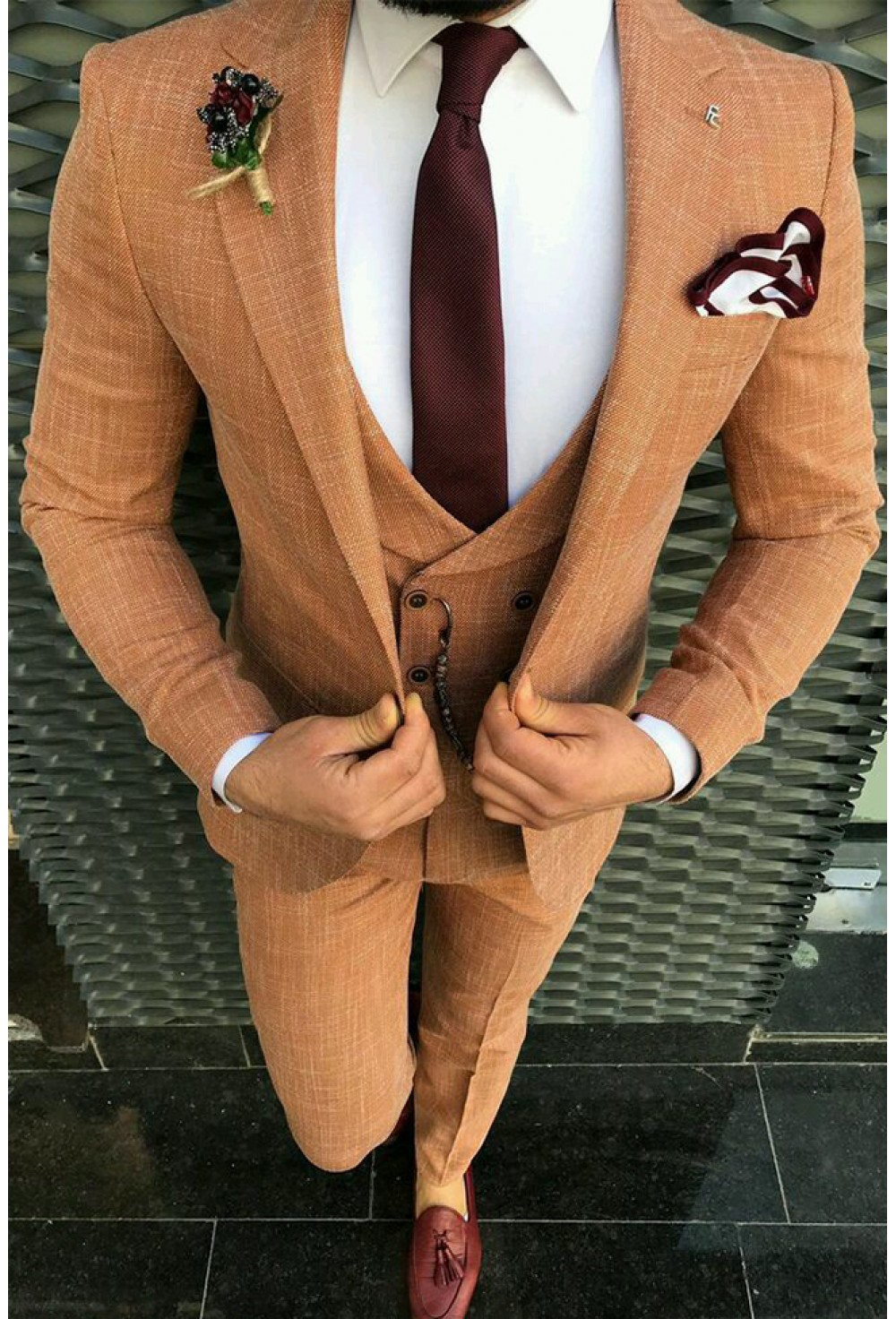 Beige Linon 3-piece Suit