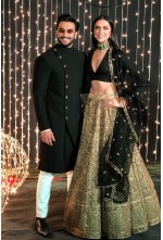 Black textured indo western