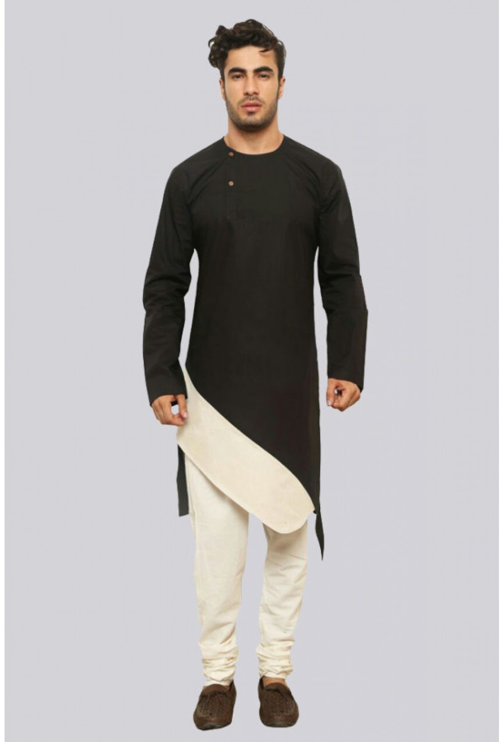 Black & white designed kurta