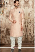 Peach Brocket Achkan