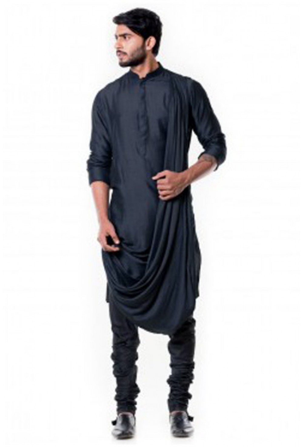 Grey drape designer kurta